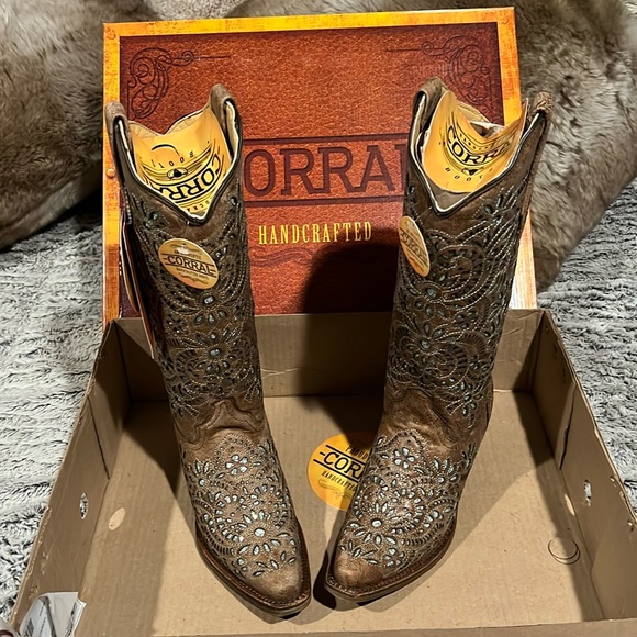 Corral Other - Corral Brown Glitter Inlay & Embroidery Boot